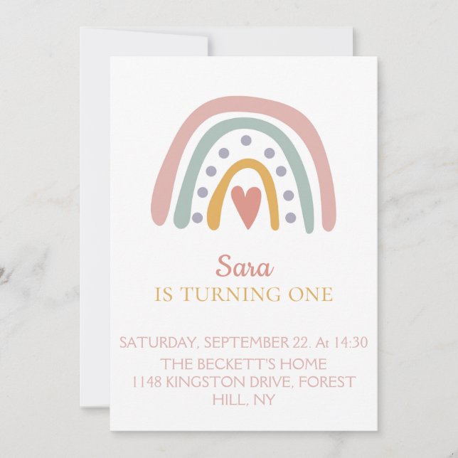 Little girl's first birthday invitation (Front)