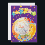 Little Girls First Birthday Personalised Greeting Thank You Card<br><div class="desc">Happy Birthday to a special little girl,  who's out of this world.</div>