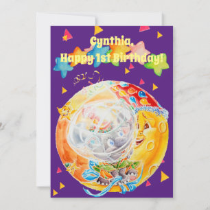 Little Girls First Birthday Personalised Greeting Thank You Card