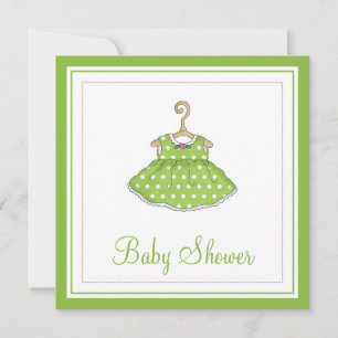Little Girl's Green Dress Baby Shower Invitation