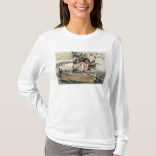 Little Girls Holding a Present and Tree T-Shirt
