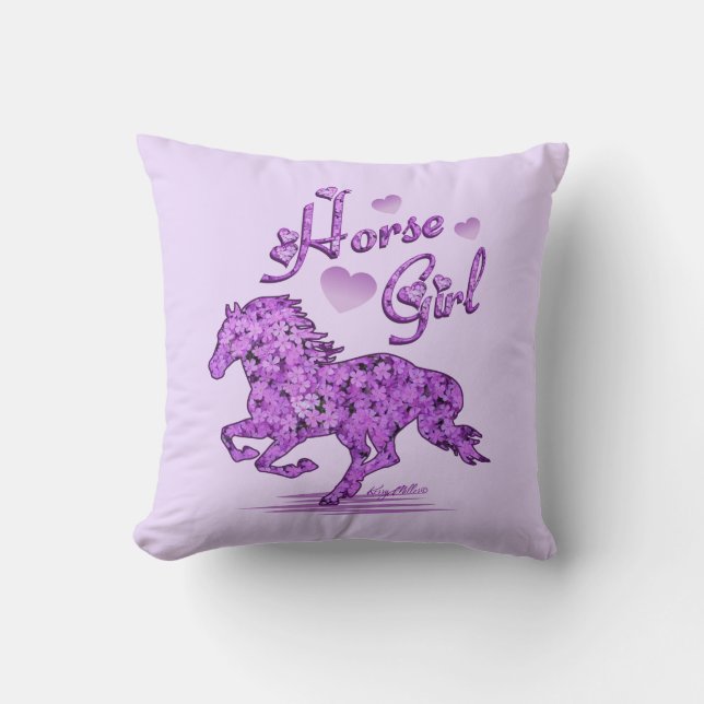 Little Girl's Horse Throw Pillow (Front)