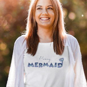 Little Girls Mermaid Birthday Mummy Editable Text T-Shirt
