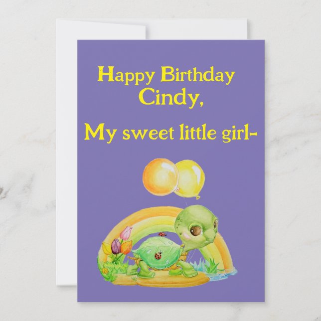 Little Girls Personalised Birthday Greeting Card  (Front)