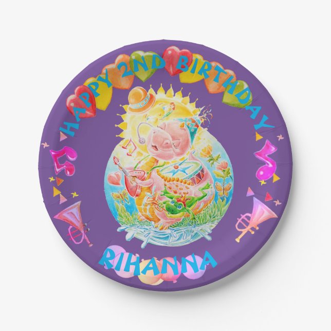 Little Girls Personalised Birthday Paper Plate (Front)