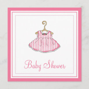 Little Girl's Pink Dress Baby Shower Invitation