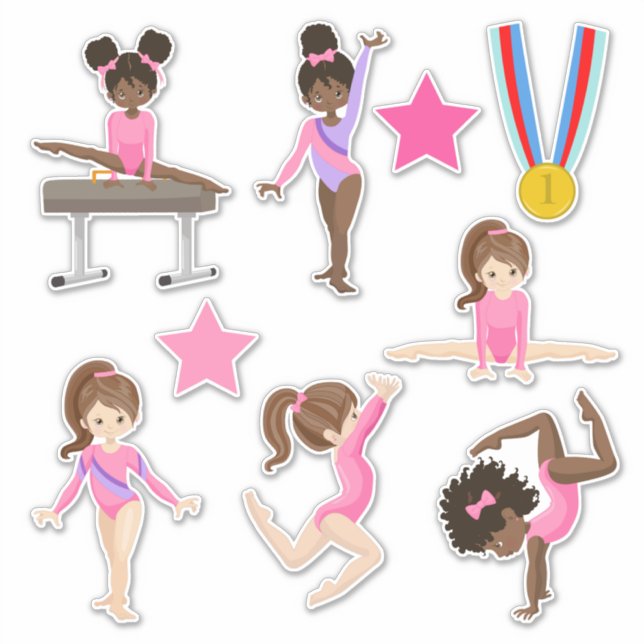 Little Girls Pink Gymnastics Contour (Front)