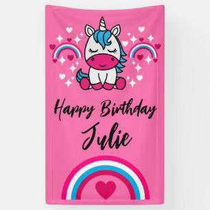 Little Girls Pink Rainbow Unicorn Banner