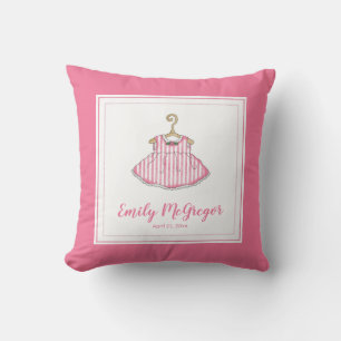 Little Girl's Pink Striped Dress - Baby Pillow