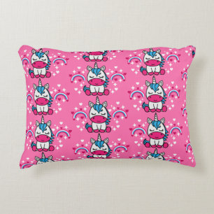 Little Girls Pink Unicorn Pony Decorative Cushion
