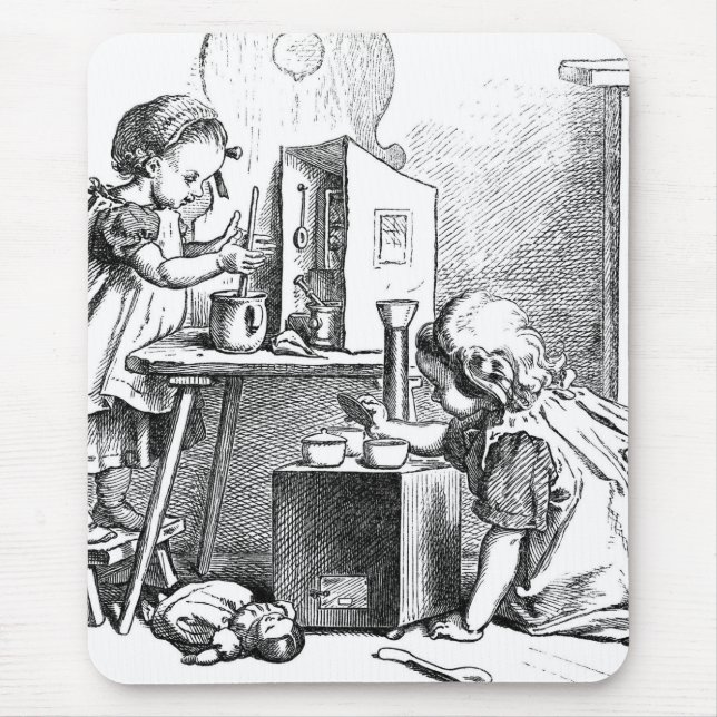 Little girls playing house etching mouse mat (Front)