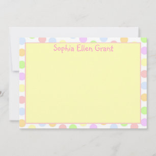 Little Girls Polka Dot Pastel Stationery Note Card