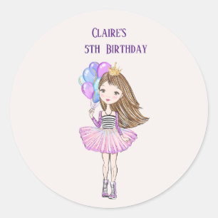 Little Girl's Princess Birthday Classic Round Sticker