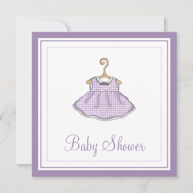 Little Girl's Purple Dress Baby Shower Invitation (Front)