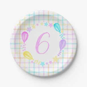Little Girl's Rainbow Birthday Party Paper Plate