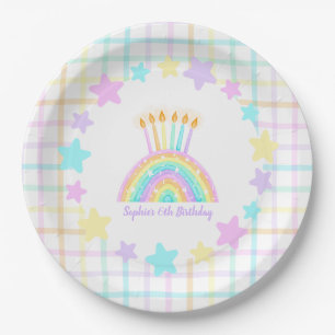 Little Girl's Rainbow Birthday Party Paper Plate