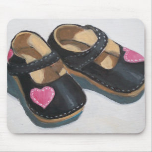 LITTLE GIRL'S SHOES WITH HEARTS, Original Art Mouse Mat