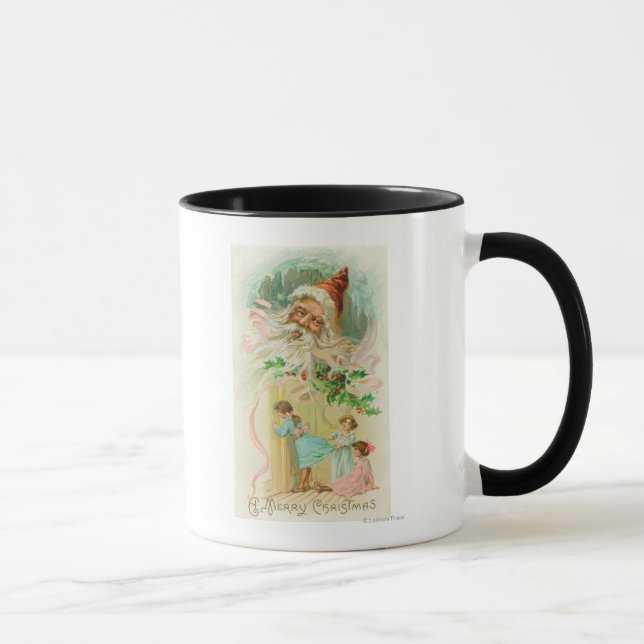 Little Girls Spying through Bedroom Door Mug (Right)
