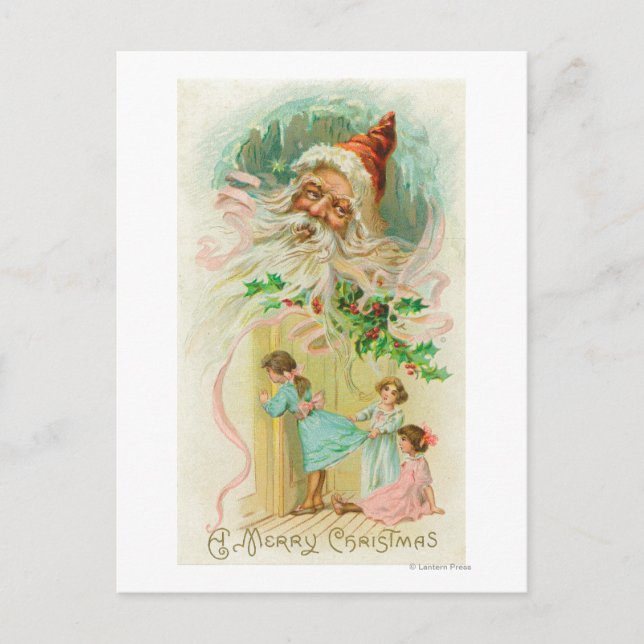 Little Girls Spying through Bedroom Door Postcard (Front)