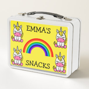 Little Girls Unicorn Back To School Metal Lunch Box