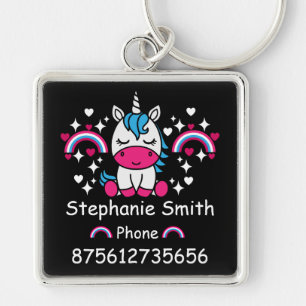 Little Girls Unicorn Lost Contact Key Ring