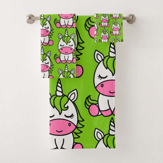 Little Girls Unicorn Pony Bath Towel Set (Insitu)