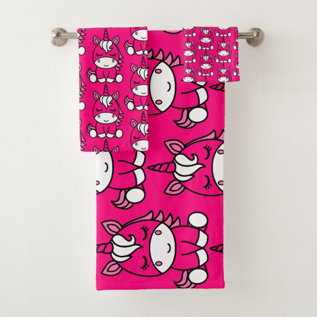 Little Girls Unicorn Pony Bath Towel Set (Insitu)