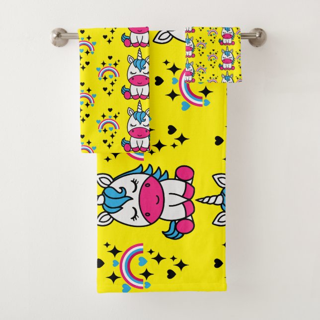Little Girls Unicorn Pony Bath Towel Set (Insitu)