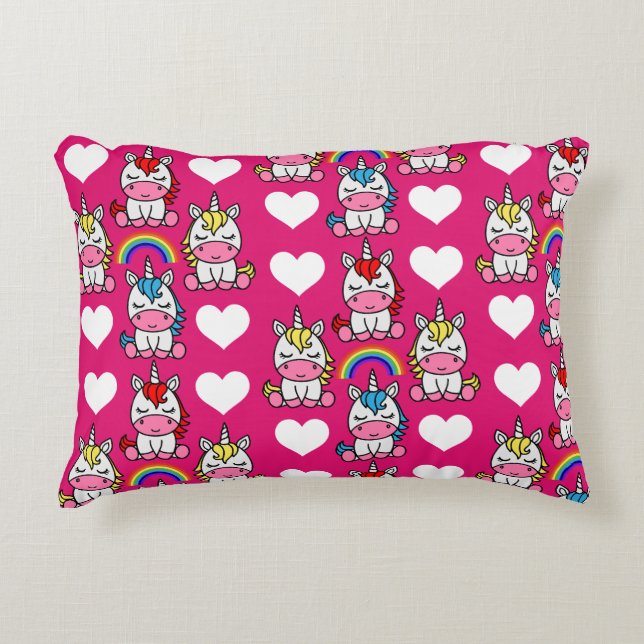 Little Girls Unicorn Pony Decorative Cushion (Front)