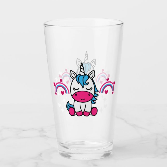 Little Girls Unicorn Pony Glass (Front)