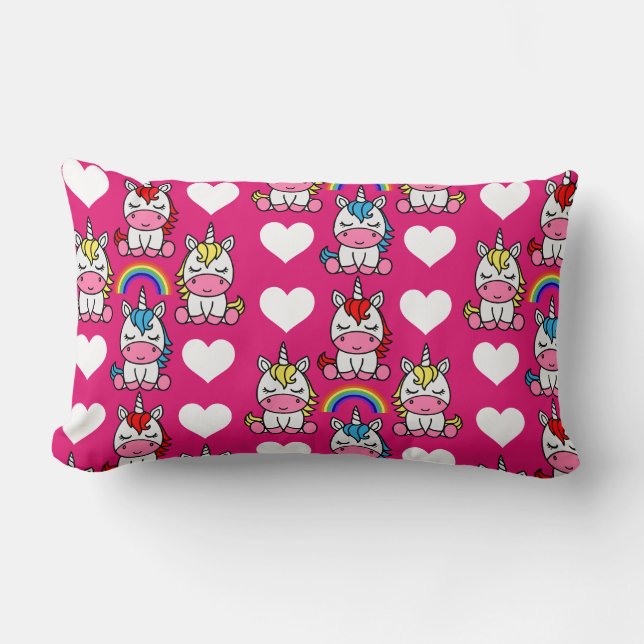 Little Girls Unicorn Pony Lumbar Cushion (Front)