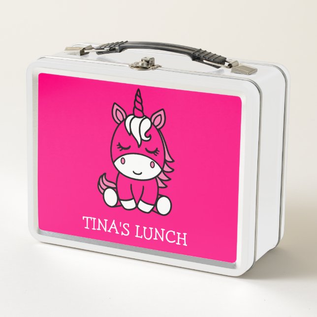 Little Girls Unicorn Pony Metal Lunch Box (Front)
