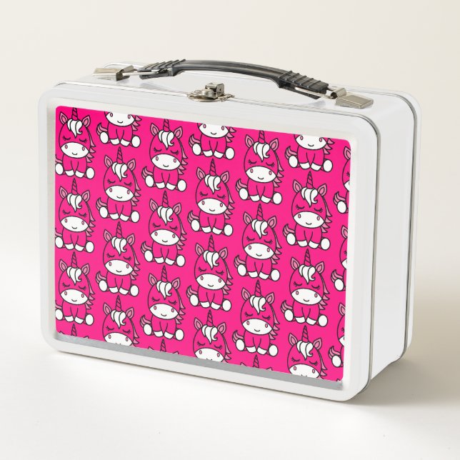 Little Girls Unicorn Pony Metal Lunch Box (Front)