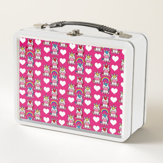 Little Girls Unicorn Pony Metal Lunch Box (Front)