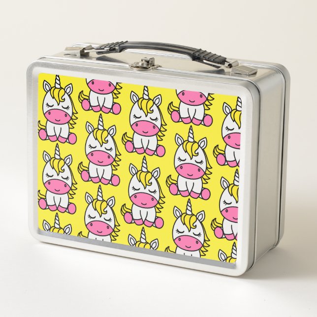 Little Girls Unicorn Pony Metal Lunch Box (Front)