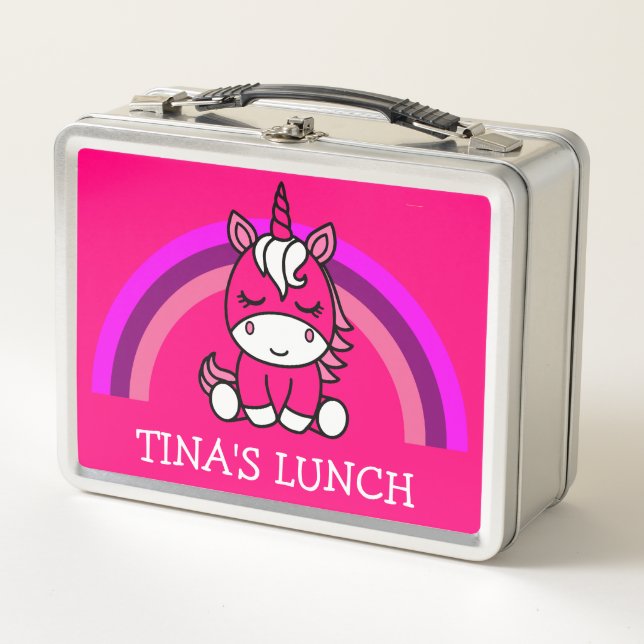 Little Girls Unicorn Pony Metal Lunch Box (Front)