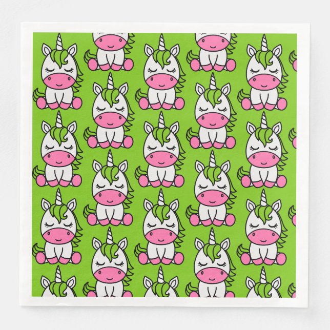 Little Girls Unicorn Pony Napkin (Front)