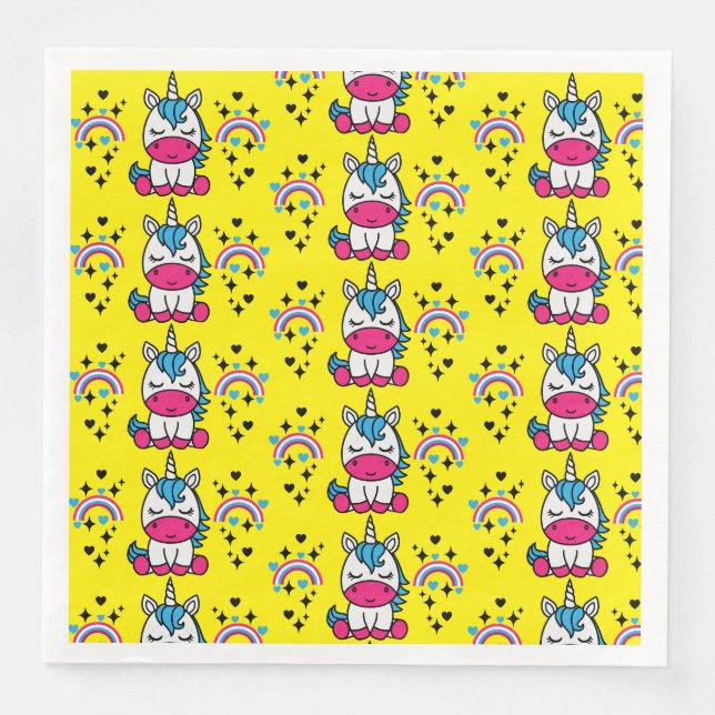 Little Girls Unicorn Pony Napkin (Front)