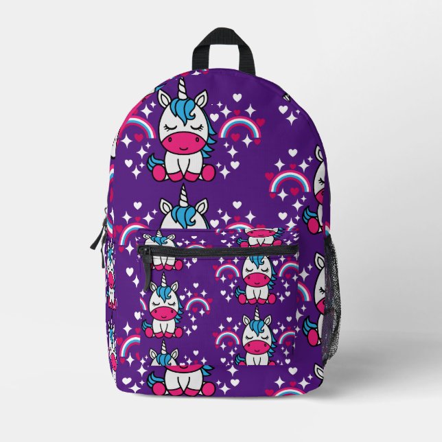 Little Girls Unicorn Pony Printed Backpack (Front)