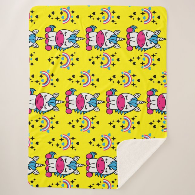 Little Girls Unicorn Pony Sherpa Blanket (Front)