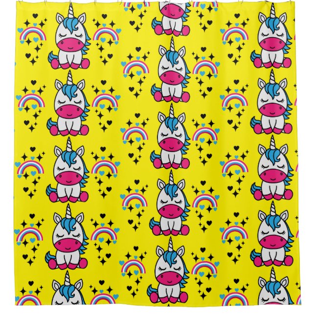 Little Girls Unicorn Pony Shower Curtain (Front)
