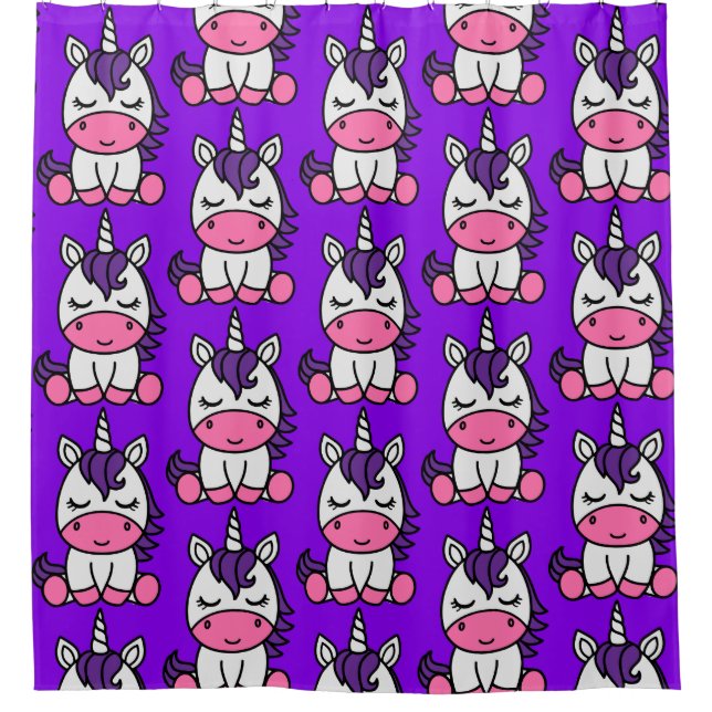 Little Girls Unicorn Pony Shower Curtain (Front)