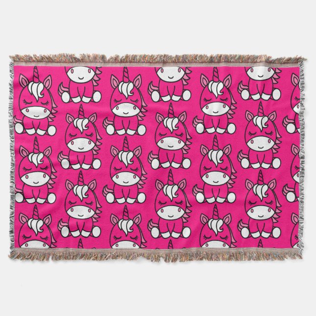 Little Girls Unicorn Pony Throw Blanket (Front)