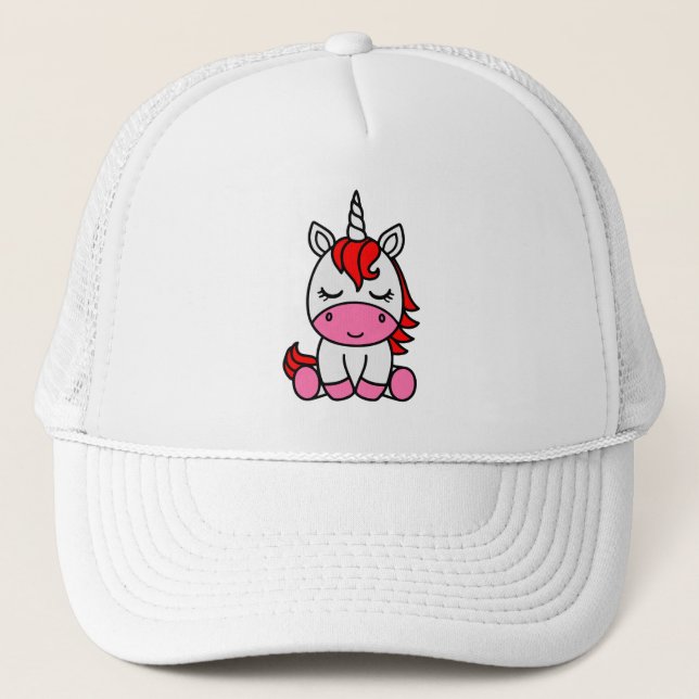 Little Girls Unicorn Pony Trucker Hat (Front)