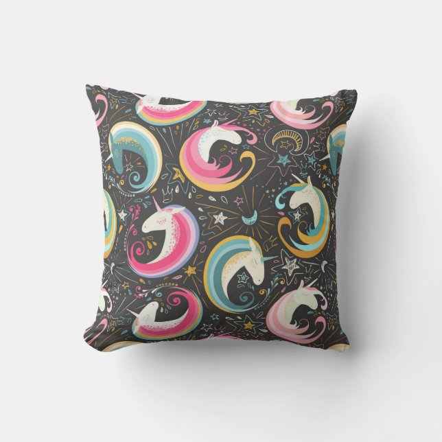 Little Girls Unicorn Throw Pillow  (Front)
