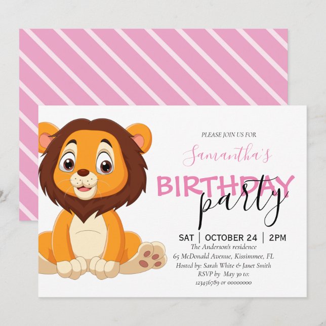 little girl's upcoming 1st birthday party! announcement (Front/Back)