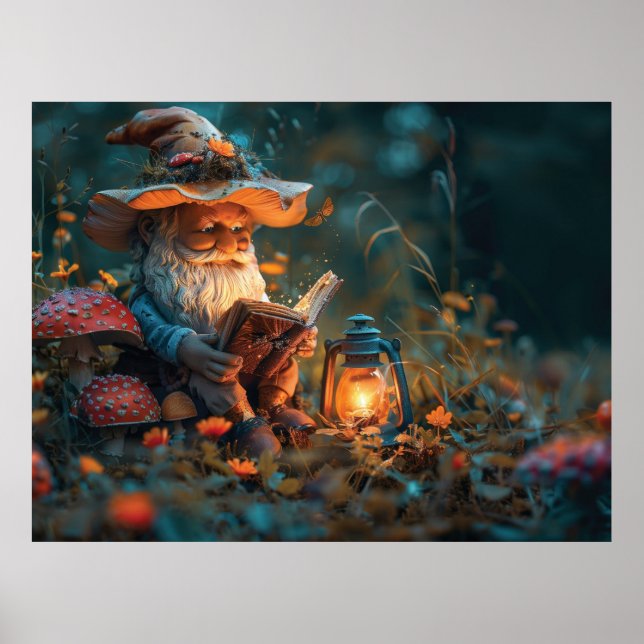 Little gnome reading a book  poster (Front)