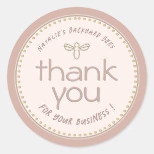 Little Gold Bee Thank you Neutral Blush Honey Classic Round Sticker