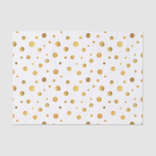 Little Gold Circles on White Elegant Tissue Tissue Paper (Front)