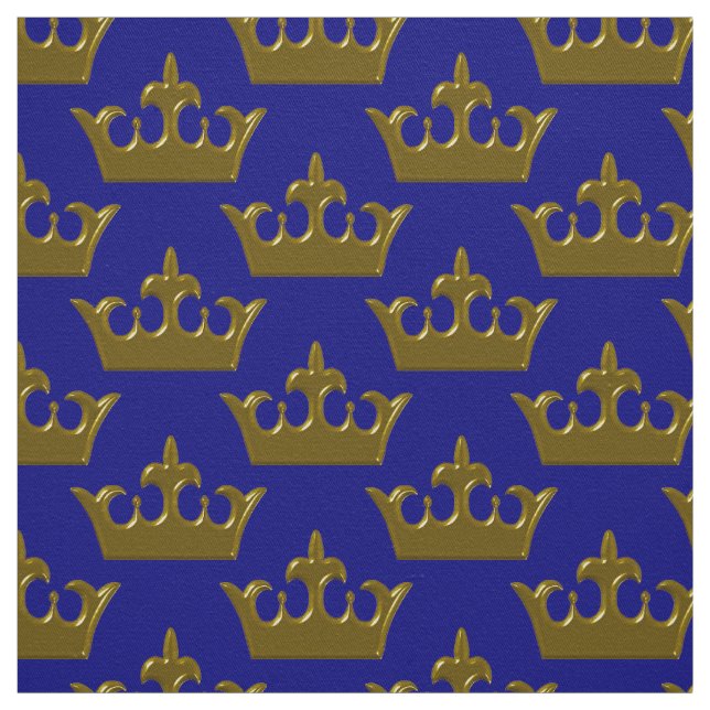 Little Gold Crown, Blue-Fabric Fabric (Swatch)